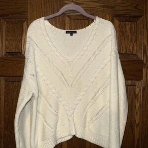 Charlotte Russe Cream V-Neck Sweater